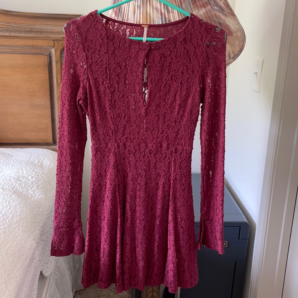 Free people lace dress burgundy purple color